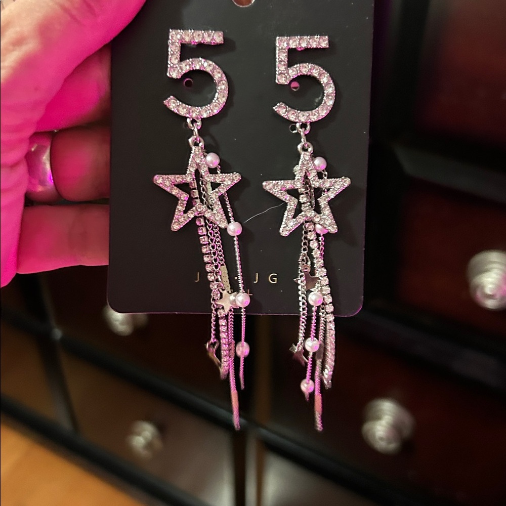Rhinestone Star Dangle Earrings
